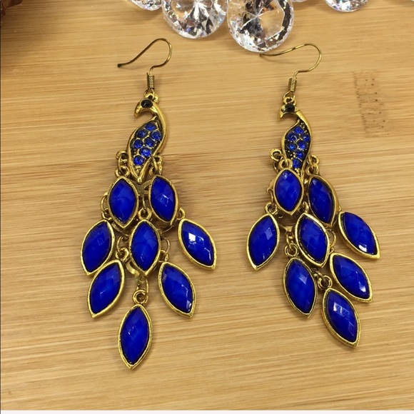 Blue Peacock Earrings - Picture 6 of 6